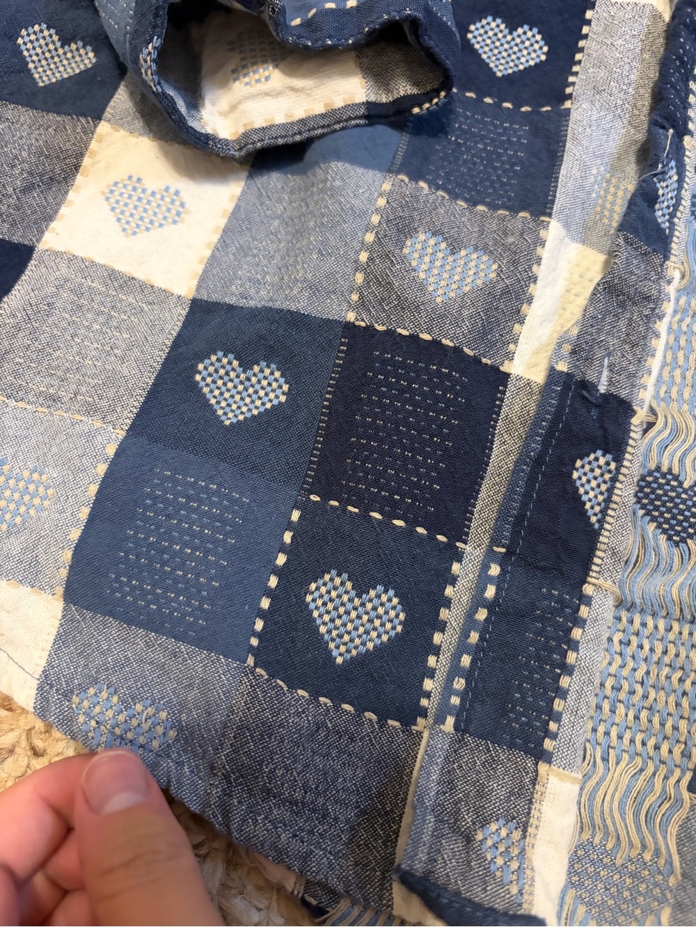 Blue Plaid Heart Button-Up Shirt - Picture 3 of 4